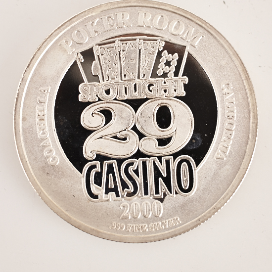 SPOTLIGHT 29 CASINO, COACHELLA, POKER ROOM, .999 SILVER, Poker Card Guard