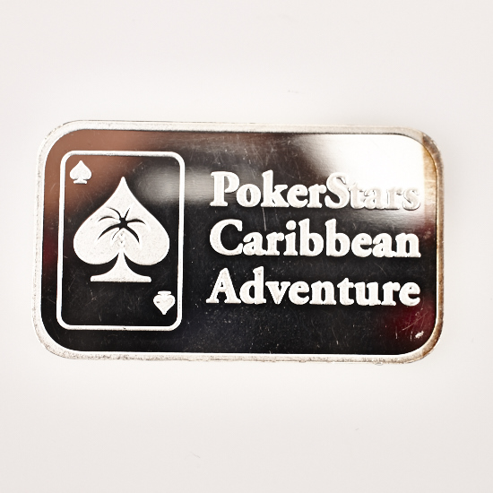POKER STARS CARIBBEAN ADVENTURE, .999 SILVER, Poker Card Guard Ingot