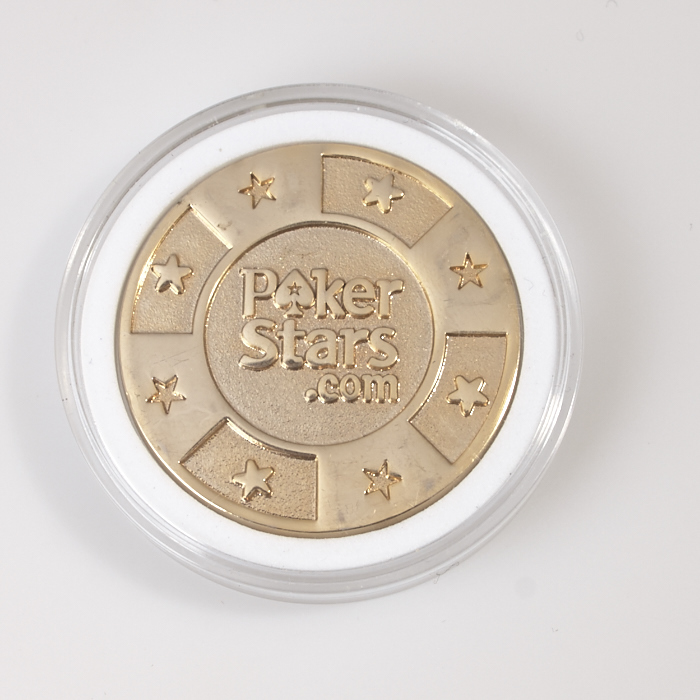 POKER STARS.com (GOLD Plated) Reverse Side- POKER STARS SPADE Logo, Poker Card Guard