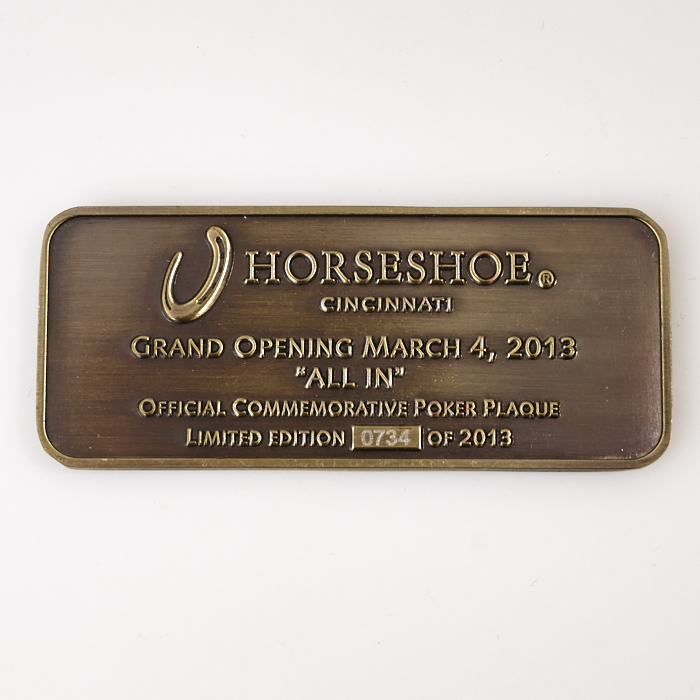 HORSESHOE CASINO, OFFICIAL COMMEMORATIVE POKER PLAQUE, Poker Card Guard