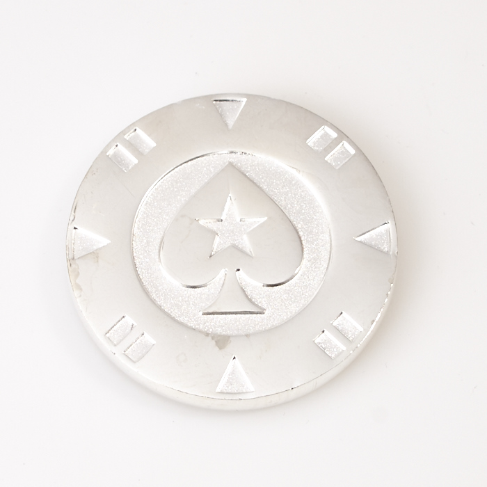 POKER STARS LOGO Front & Reverse Sides (SILVER COLOURED), 5mm Thick, Poker Card Guard