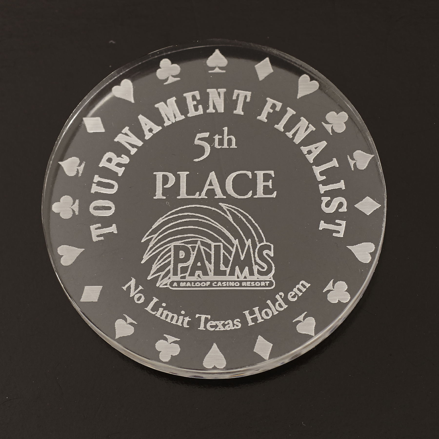 PALMS, TOURNAMENT FINALIST, 5th PLACE, NO LIMIT TEXAS HOLD’EM (UNIQUE), Poker Card Guard