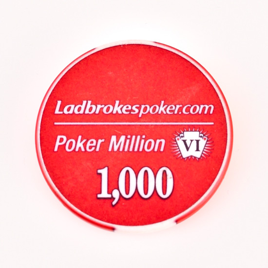 LADBROKESPOKER.COM, POKER MILLION 1,000 (RED), Poker Card Guard Chip