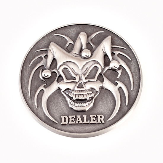 DEALER, DEALER BUTTONS, SILVER Coloured, Poker Dealer Button