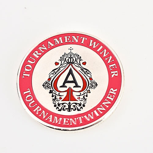 TOURNAMENT WINNER (Red Rim Silver Centre)  Poker Card Guard