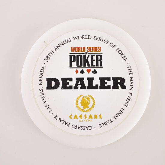 WSOP, WORLD SERIES OF POKER, THE MAIN EVENT FINAL TABLE, 38th ANNUAL, CAESARS PALACE, Poker Dealer Button