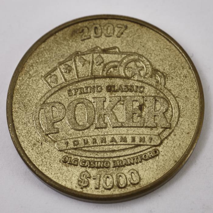 OLG CASINO BRANTFORD 2007 SPRING CLASSIC TOURNAMENT $1000 No.422 Poker Card Guard