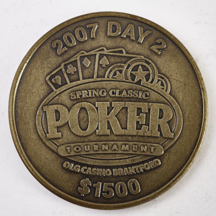 OLG CASINO BRANTFORD 2007 Day 2 SPRING CLASSIC $1500 No. 244 (BRONZE) Poker Card Guard