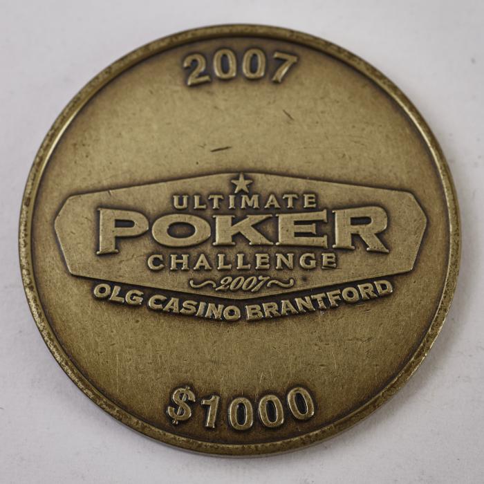 OLG CASINO BRANTFORD 2007 ULTIMATE POKER CHALLENGE $1000 No.127 (BRONZE) Poker Card Guard