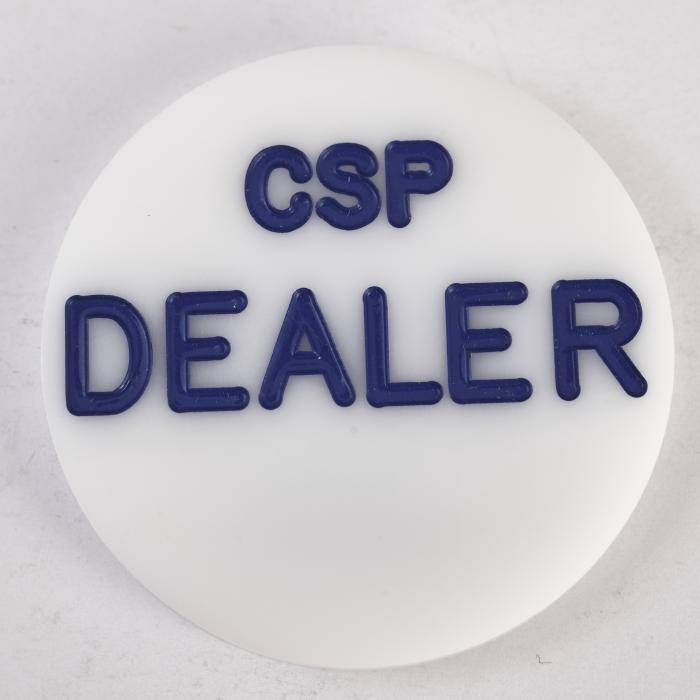 CSP CASINO SAN PABLO, DEALER (Sapphire Blue Lettering), Poker Dealer Button