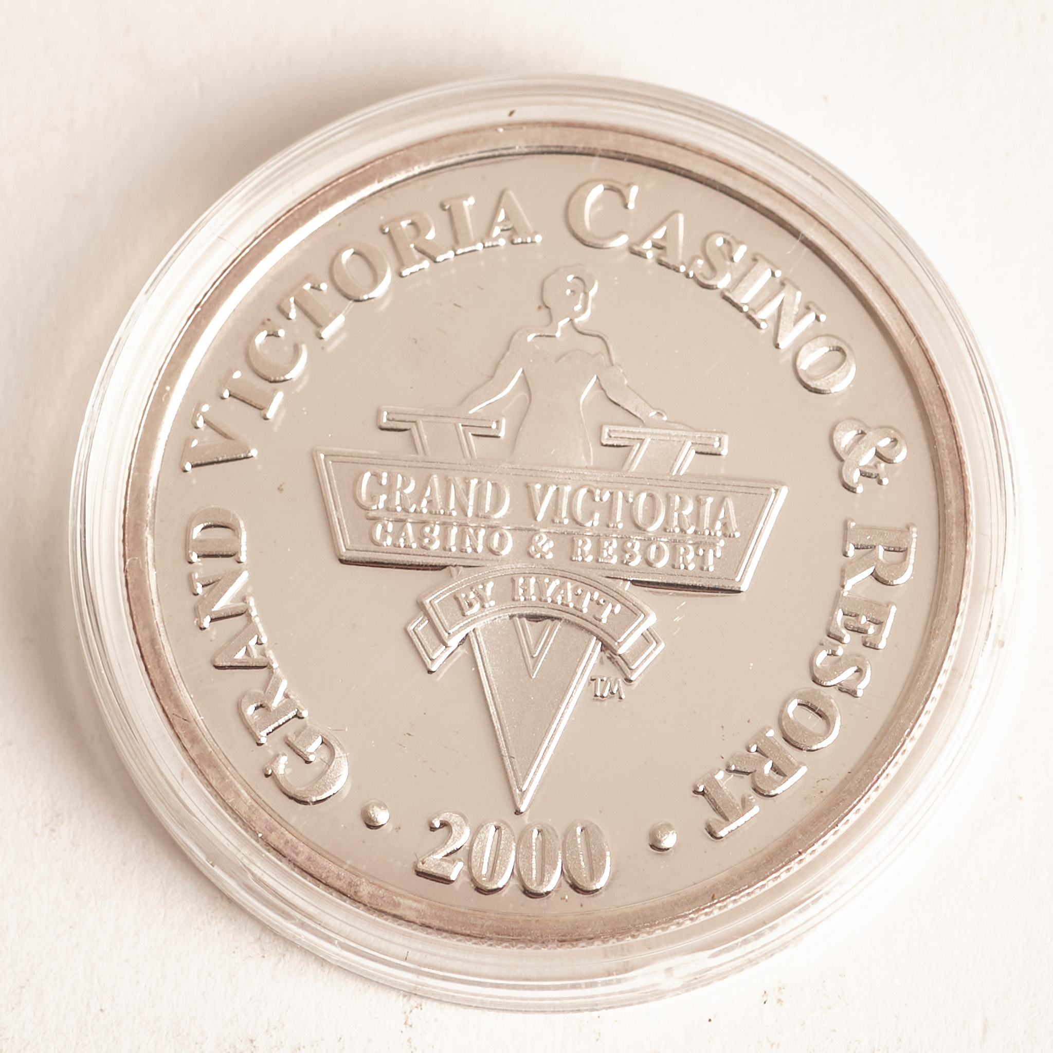 GRAND VICTORIA CASINO BY HYATT, 2000, THE DAWN OF… A NEW MILLENIUM, .999 SILVER, Poker Card Guard