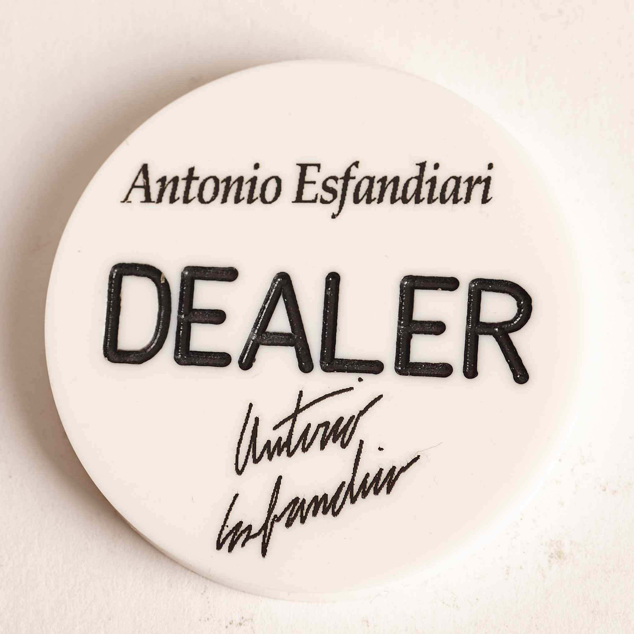 ANTONIO ESFANDIARI “THE MAGICIAN” WORLD POKER TOUR & WORLD SERIES OF POKER WINNER, Poker Dealer Button