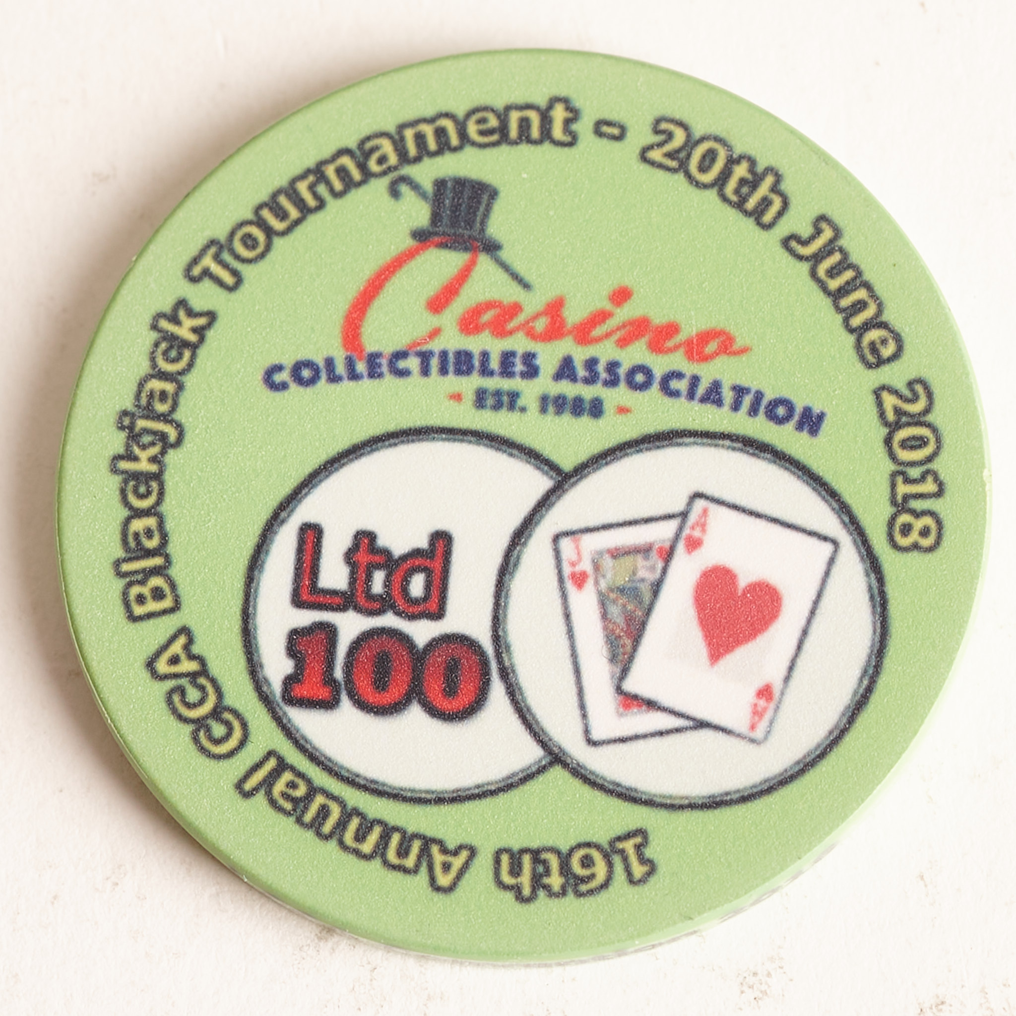 CCA CASINO COLLECTIBLES ASSOC. 20th ANNUAL POKER TOURNAMENT 2018, Poker Card Guard CCA CASINO COLLECTIBLES ASSOC. 20th ANNUAL POKER TOURNAMENT 2018, Poker Card Guard